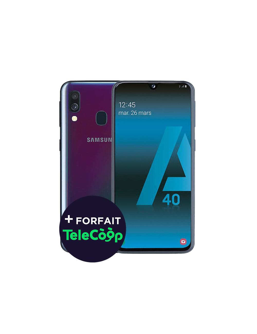 Samsung Galaxy A40 + Film Hydrogel + Forfait Telecoop + SIM