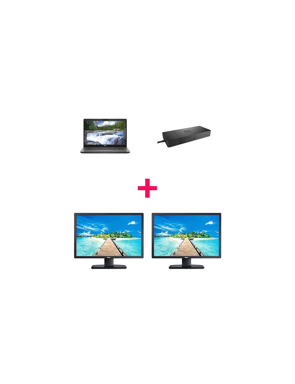 Pack PC portable Dell 5300 + 2 écrans Dell P2210T + dock