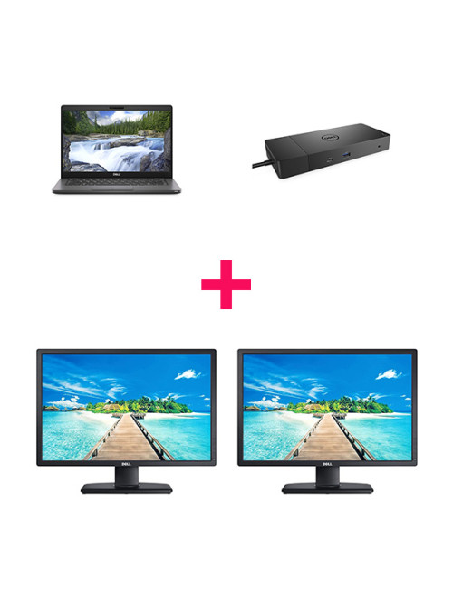 Pack PC portable Dell 5300 + 2 écrans Dell P2210T + dock